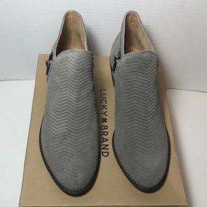 NWT Lucky Brand FHUNA Booties Titanium Suede 7 NIB